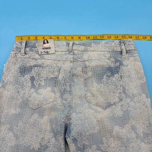 Vintage Reunion Floral Lace Print Distressed Rewash Jeans Size 9/10 - Picture 4 of 9
